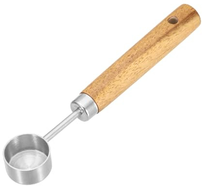 sourcing map Measuring Spoon, 5ml Stainless Steel Coffee Scoop Spoon with with Wood Handle for Ground Coffee Tea Sugar Cooking Baking, Wood