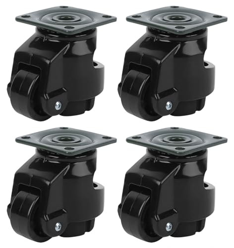 Höhenverstellbare Lenkrollen, robuste industrielle Rollenräder mit Nylonmaterial zum Bewegen von Arbeitstischen, Schweißtischen oder schwerer Ausrüstung, schwarz, 4 Stück, 40 mm