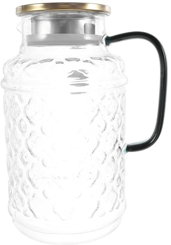Jarra de Vidrio para Agua Fría con Tapa | 3 , para Uso Doméstico y Fiestas, Vidrio Grueso, Asa Grande, Fácil de Limpiar, Diseño Clásico