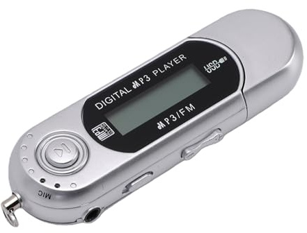 Topiky Lecteur MP3 USB, Lecteur de Musique clé USB Rétro avec écran LCD, Prend en Charge L'arrêt Automatique des Formats MP3 WMA, pour la Course à Pied, la Salle de Sport, Le Jogging et (Silver)