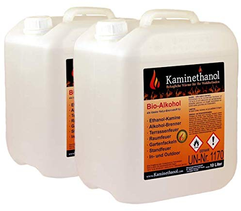 Kaminethanol Icking 20 Liter Bioethanol 100% (2 x 10 L) Premium Qualität - direkt vom Hersteller für Ethanol Kamine, Alkohol-Brenner, Terrasenfeuer, Raumfeuer und Gartenfackeln