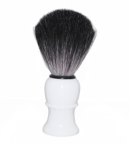 Puro pelo di tasso pennello da barba in nero/bianco con solido manico in plastica – non Deludervi. (bianco)