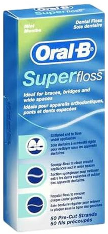 Oral B Oral-B Super Floss Mint Zahnseide, vorgeschnittene Strähnen, 50 Stück, 18 Stück