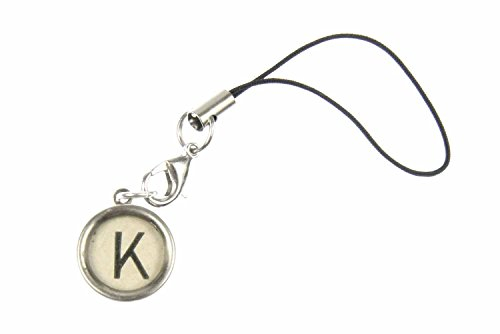 Miniblings ABC alte Schreibmaschinentaste Handyanhänger WUNSCH BUCHSTABE weiß- Handmade Modeschmuck I Anhänger Handyschmuck Schlüsselanhänger, Buchstabe:C