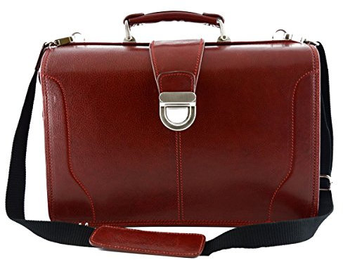 Dream Leather Bags Made in Italy toskanische echte Ledertaschen Echtes Leder Doktortasche, 3 Innenfächer Farbe Rot - Italienische Lederwaren - Aktentasche