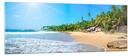 Panorama Bilder auf Glas Insel Landschaft Maledivie Freiheit Glasbild 140x50cm Wandbilder Dekoration Wohnzimmer Schlafzimmer Küche Groß XXL Wanddeko Wand Kunstdruck Art Modern GAB140x50-2391