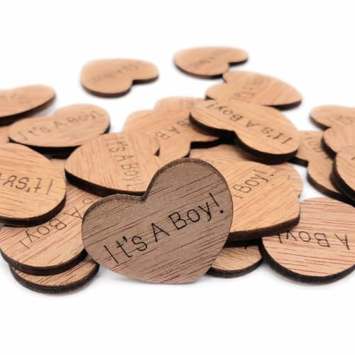 It’s a Boy Wood Heart Confetti – Baby Shower Table Scatter, 1 Inch Wooden Heart Decorations