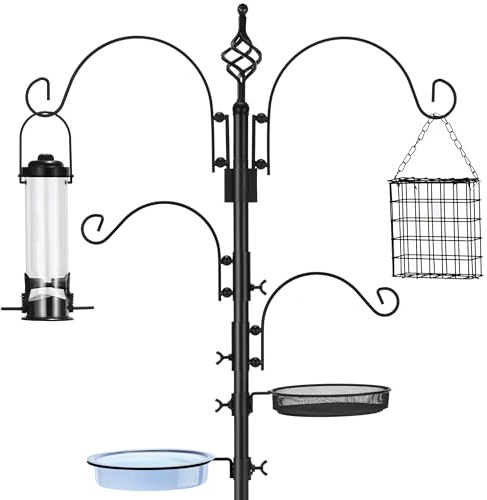 Sorbus Outdoor Feeding Station – 7ft Heavy-Duty Feeder Pole with Hangers, Mesh Tray & Bath, Ideal for Wildlife Attraction and Garden Decoration