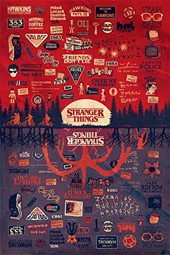 Stranger Things Poster The Upside Down (61cm x 91,5cm) + 2 St. transparente Posterleisten mit Aufhängung