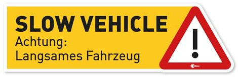 iSecur Magnet-Schild Slow Vehicle 60 x 18 cm für Auto LKW Wohnmobil kfz356 | für Oldtimer Wohnwagen Wohnmobil LKW Bus, Achtung langsames Fahrzeug, 1x Magnetschild, Maße 600 x 180 mm, vergilbungsfrei