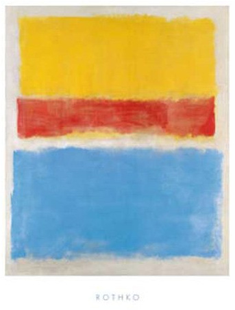 empireposter Rothko, Mark - Untitled (Yellow-Red and Blue) - Kunstdruck Artprint - Grösse 60x80 cm + 2 St Posterleisten Holz 61 cm