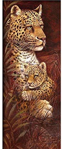 ParNarZar Diamond Painting 40x105cm Leopardenmutter un Jungtiered Gross Ganzes Bild Geklebt 5D Runde Steine Mosaikherstellung Kunsthandwerk für Treppe Dekoration voll Diamant Malerei