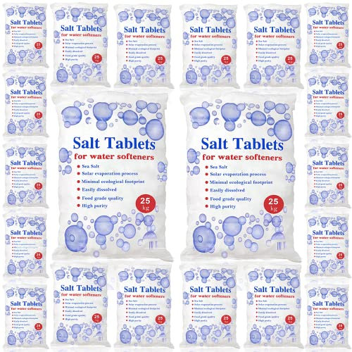 25 Kg Salt Tablets | Water Softener | Food Grade | Compatible to All Water Softner Machines 100% Genuine British Salt Tablet, Tablet Salt of Premium Quality (20 Bags)