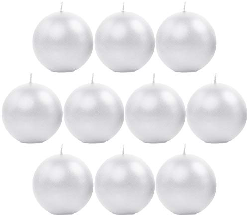 DekoHaus Kugelkerzen Perlmutt Metallic 6 cm – 10 Stück Kerzen rund, Brenndauer ca. 8 Std, Dekokerzen für Hochzeit, Taufe, Geburtstag, Weihnachten, Dinner