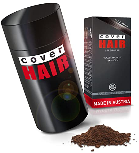 COVER HAIR - Premium Streuhaar 30g | Schütthaar zur Haarverdichtung und Ansatzkaschierung | Authentischer Look in für Männer und Frauen| 100% Natürliches Mittelbraun 30g