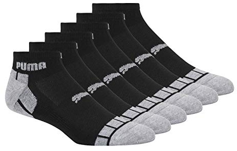 PUMA mens Men's PUMA Men s 6 Pack Quarter Crew Socks, Black/Grey, 10 13 US
