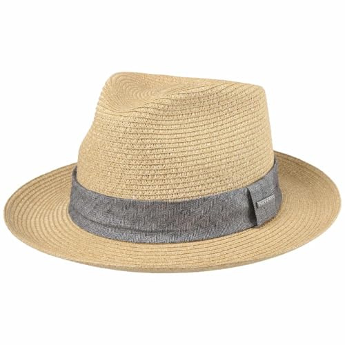 Stetson Lintano Toyo Strohhut Fedora Ripsband Mehrfarbig Damen Herren Frühling Sommer