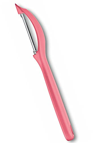 Victorinox, 7.6075.12, Kitchen Utensils, Universalschäler, Extra scharfe Klinge, Mikrozahnung, robuster Kunststoff-Griff, Hellrot, Made in Switzerland, Spülmaschinengeeignet