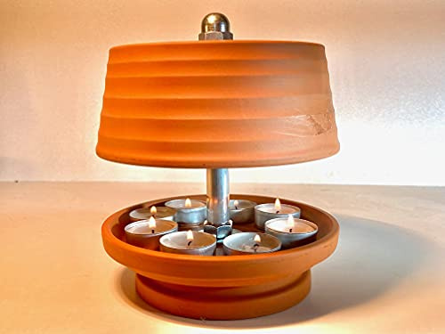 HP-TLO Flache Glocke L 21/18 8 Kerzen Elegantes WELLENMUSTER Terrakotta pur Teelichtlampe Deko Balkon HORNET-PRODUCTS Die - Teelichtofen Manufaktur