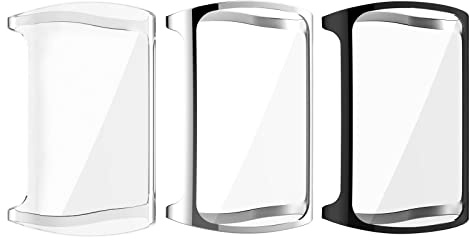 Be In Your Mind 3x Watch Protective Cover Case Plating TPU All-around Black Transparent Silver Shockproof Smartwatch Cases Compatible with Fitbit Charge 5