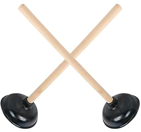 Zerodeko Rohrreiniger Ausgussreiniger Pümpel Saugglocke Pümpel Abfluss Holzgriff Toilettenreinigungswerkzeug für Toilette Waschbecken WC Wanne 2pcs Kunststoffreiniger
