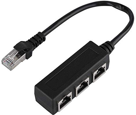 LAN Splitter 1 auf 3, Ethernet-Verlängerungskabelkabel LAN Ethernet Netzwerk Splitter Adapterkabel mit 3-Port Verlängerung Ethernet Patchkabel Netzwerkkabel RJ45