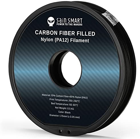 SainSmart ePA12-CF Carbon Faser Nylon Filament 1,75 mm, 0,5 kg, Maßgenauigkeit +/- 0,05 mm, Schwarz