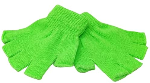WS Accessories 1 Pair of Kids Unisex Fingerless Gloves [Neon Green]