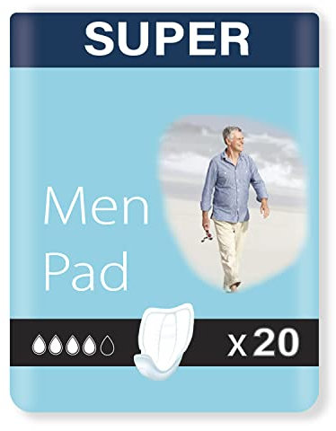 20 x Incontinence Pads Men with Adhesive Strip | Provides Extra Protection and Maximum Dryness | Mens Incontinence Pad | Anatomical Shaped | Pad for Men | (1 Pack of 20)