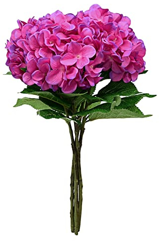 Softflame Lot de 4 hortensias Violettes artificielles, Fleurs Fausses pour Mariage, Maison, fête, Restaurant