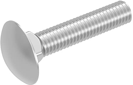 SECCARO Lot de 20 vis à tête bombée M12 x 60 mm en acier inoxydable V2A VA A2 DIN 603/ISO 8677 Tête ronde plate avec col carré Filetage complet