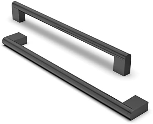 FURNIWARE 5 Stück Möbelgriffe, 256mm Bohrlochabstand Edelstahl Möbelgriffe Schrankgriffe Küche Kabinett Griff Verwendet für Türgriff der Badezimmertür Kleiderschrank(Matt Schwarz)