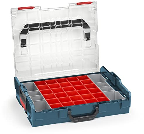 Bosch Sortimo Sortimentskasten L BOXX 102 professional blau Deckel transparent mit Insetboxen-Set A3 | Sortierboxen für Kleinteile | ideale Kleinteile-Aufbewahrung System