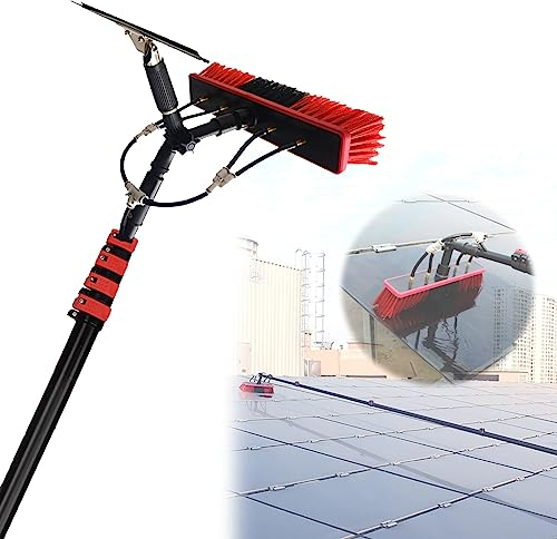 Cashwise Wassergeführte Teleskopbürste, Länge Wassergeführte Bürste mit Rakel, geeignet für die Reinigung von LKW-Fenstern für Photovoltaik-Module,11.8FT/3.6M