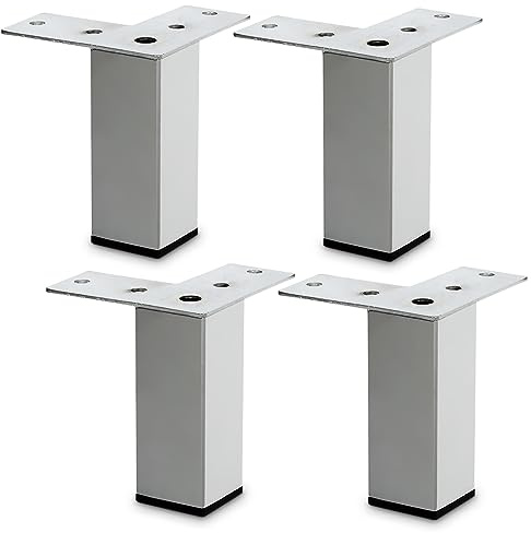 Mavö Möbelfüße Chrom 10 cm, 4 Stück Möbelbeine aus Metall Toka | Quadratische Sofa Füße, Stützfuß für Sofa, Schrank oder Bett, stabile Bettfüße, Höhe 100 mm
