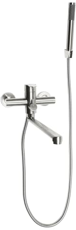 Badewannenarmatur Mit Handbrause Klassisch Badewannen Amaturen Set Wannenarmatur Aufputz Einhebelmischer Zur Wandmontage Edelstahl Gebürstet Wannenbatterie Mit 1.5m Duschschlauch