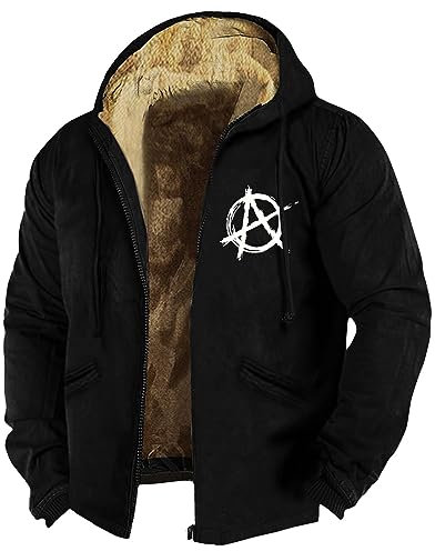 KONG JIMFAN Ünne Jacke Herren Winter Jacken Für Herren Jeanshemden Herren Herren Übergangsjacke Hemden Herren Tshirt Übergangsjacke Herren Pelzjacke Rotes Hemd Motorradjacke Herren(Black,7XL)