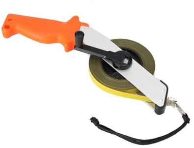 Lfhelper Maßband 30M/100Ft Stahlbandmaß Präzision Rollbandmaß Bandmaß Rahmenbandmaß Stahl Metallkurbel Maßband mit Handgriff, Kordelzug und Öse für Gärten Baustelle Großflächige Messung