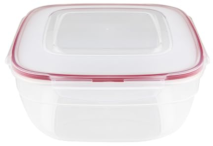 FLORINA Contenitore per alimenti da 4 l, in plastica, con coperchio, ermetico, quadrato, per alimenti, forno a microonde, lavastoviglie