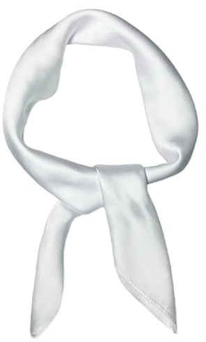 WESTEND CHOICE Square Satin silk Scarves Plain Neck Scarf 50s Retro Women Scarf Lightweight Silky Bandana Wrap women's scarves 70 x 70 cm (White)