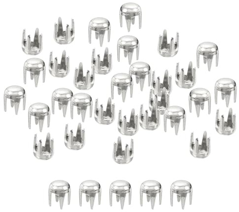 sourcing map 200 Stück 2,5 mm Silberne runde Kuppelnieten Metallklauenperlen Nagelkopfnieten Spike Nieten Punk Rock DIY für Lederhandwerk Kleidungsgürtel Tasche Schuharmband Zubehör