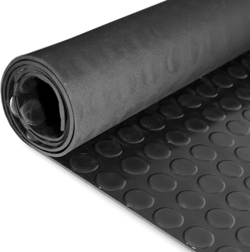 ANRO Gummimatte Schutzmatte Noppenmatte Bodenmatte mit Noppen Gummiläufer 120cm Breit 3mm stark Schwarz 110 x 120cm