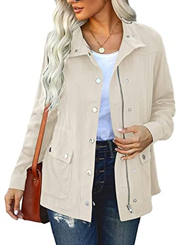 SDGR Giacca da donna mezza stagione primavera militare cappotto parka in cotone casual giacca tasche giacca sahariana donna sport casual outwear zip