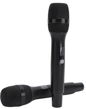 Handheld Cordless Microphone, Wireless Microphone Long Range Professional Mixing DSP Technology UHF with Rechargeable Receiver for KTV