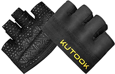 KUTOOK Guantes Gym Fitness de Entrenamiento Unisexo Gimnasio Guantes para Entrenar Deporte Cómodos Elásticos Negro-XS