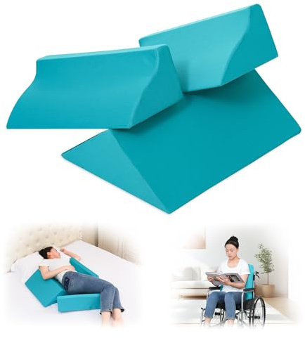 Fewener 3-in-1 Side Wedge Pillow,Wedge Pillow for Back Pain Relief,Foam Wedges for Positioning in Bed,Positioning Wedges for Bed Sores,for Seniors,Caregivers,Side Sleepers,After Surgery,Green