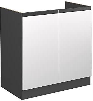 Vicco Meuble Bas sous-évier R-Line, Blanc/Anthracite, 80 cm, PT Chêne
