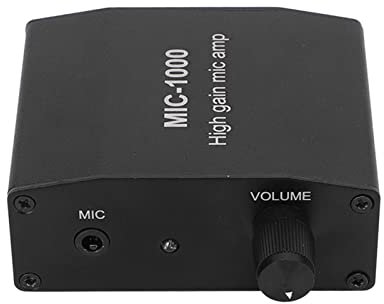 Microphone Amplifier, 3.5mm Interface High Gain Mic Amp DC 5V Portable Microphone Booster Preamp 1000 Times Amplification Accessory Set Kit