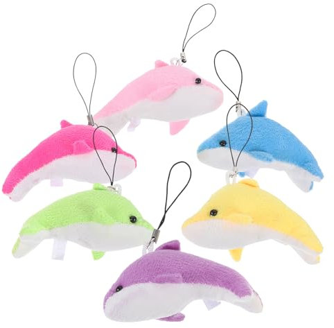 HONMEET 6 Stück Kleiner Plüsch Delfin Anhänger Aus Pp Baumwolle Bunte Kleine Delfin Ornamente Als Taschen Und Schlüsselanhänger Für Kinder Und Geschenk