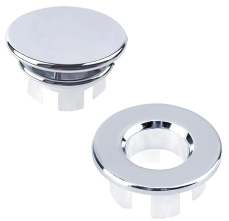 Siliget 2 Pcs Sink Overflow Ring, Sink Overflow Cover&Ring Set, Round Overflow Sink Hole Cover, Basin Trim Drain Cap Cover for Sink, Bathroom, Kitchen